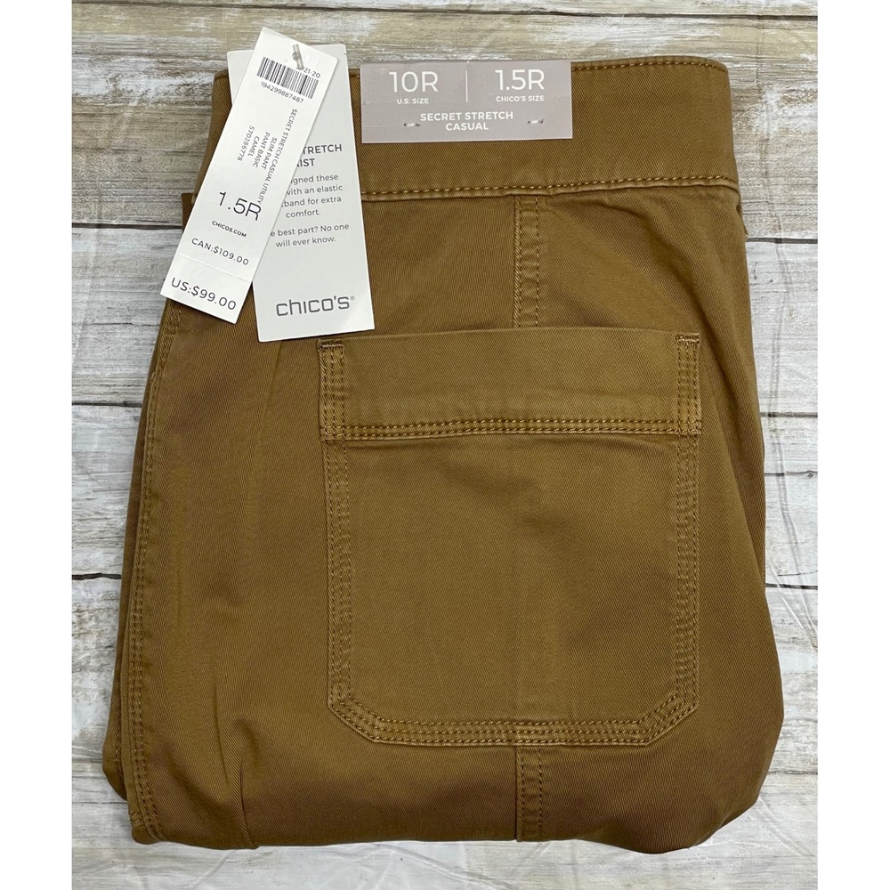 Chico's Secret Stretch‎ Casual Women's camel Khaki slim pants size 1.5(U.S. 10)